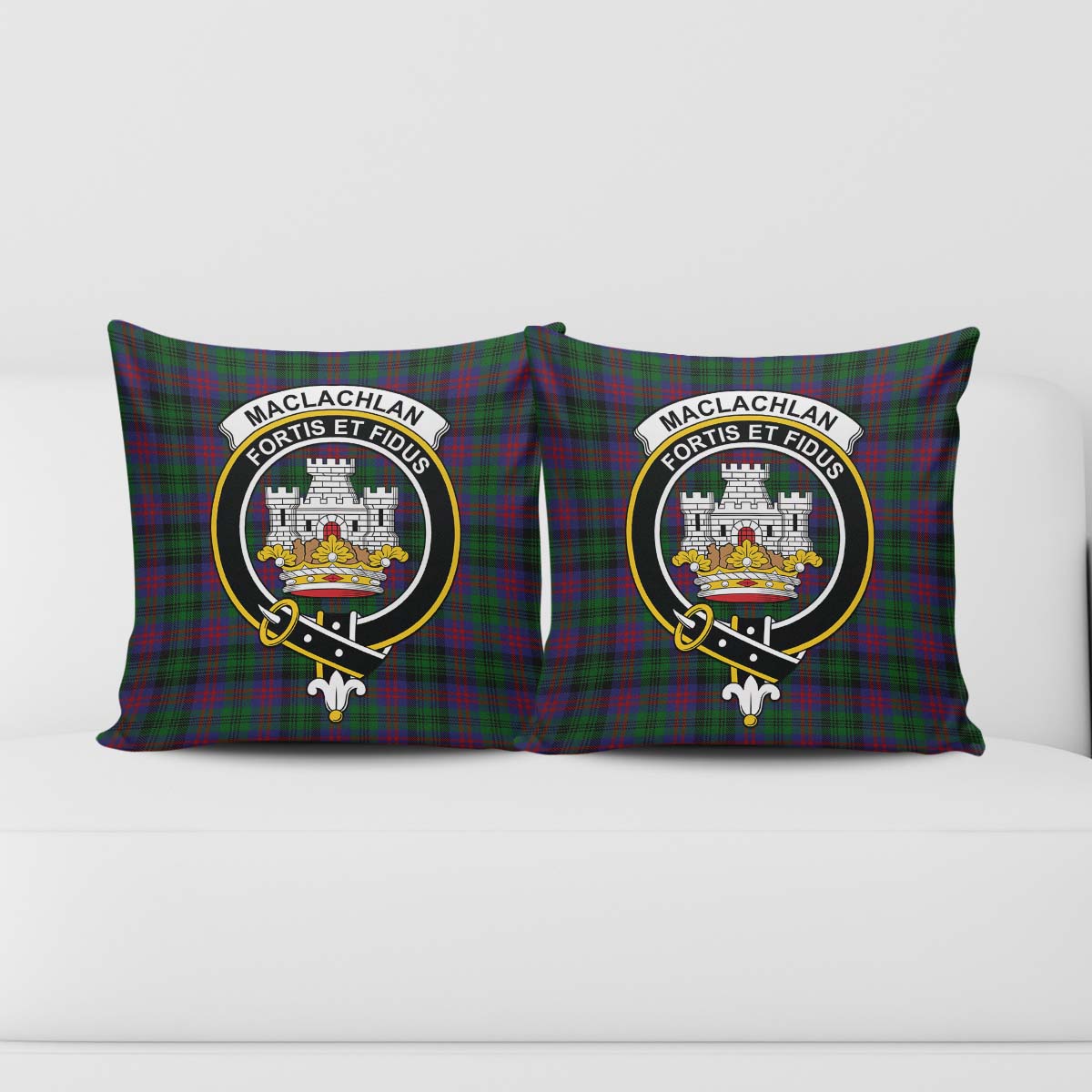 MacLachlan Hunting Tartan Pillow Cover with Family Crest - Tartanvibesclothing