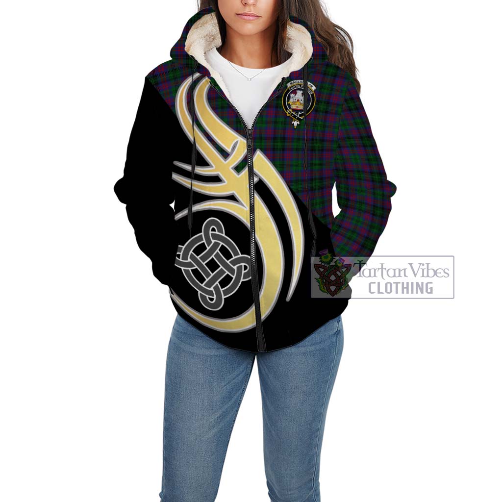 MacLachlan Hunting Tartan Sherpa Hoodie with Family Crest and Celtic Symbol Style Unisex - Tartan Vibes Clothing