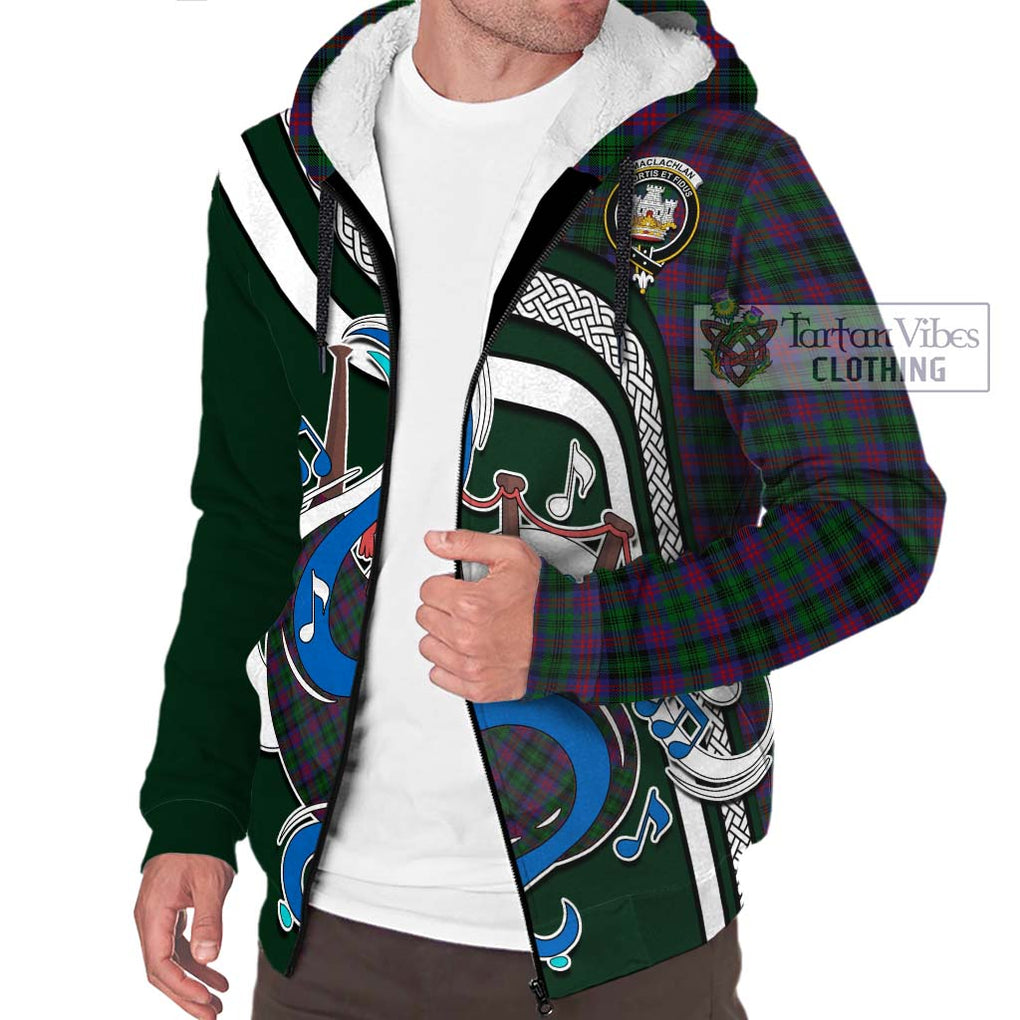 MacLachlan Hunting Tartan Sherpa Hoodie with Epic Bagpipe Style Unisex - Tartanvibesclothing Shop