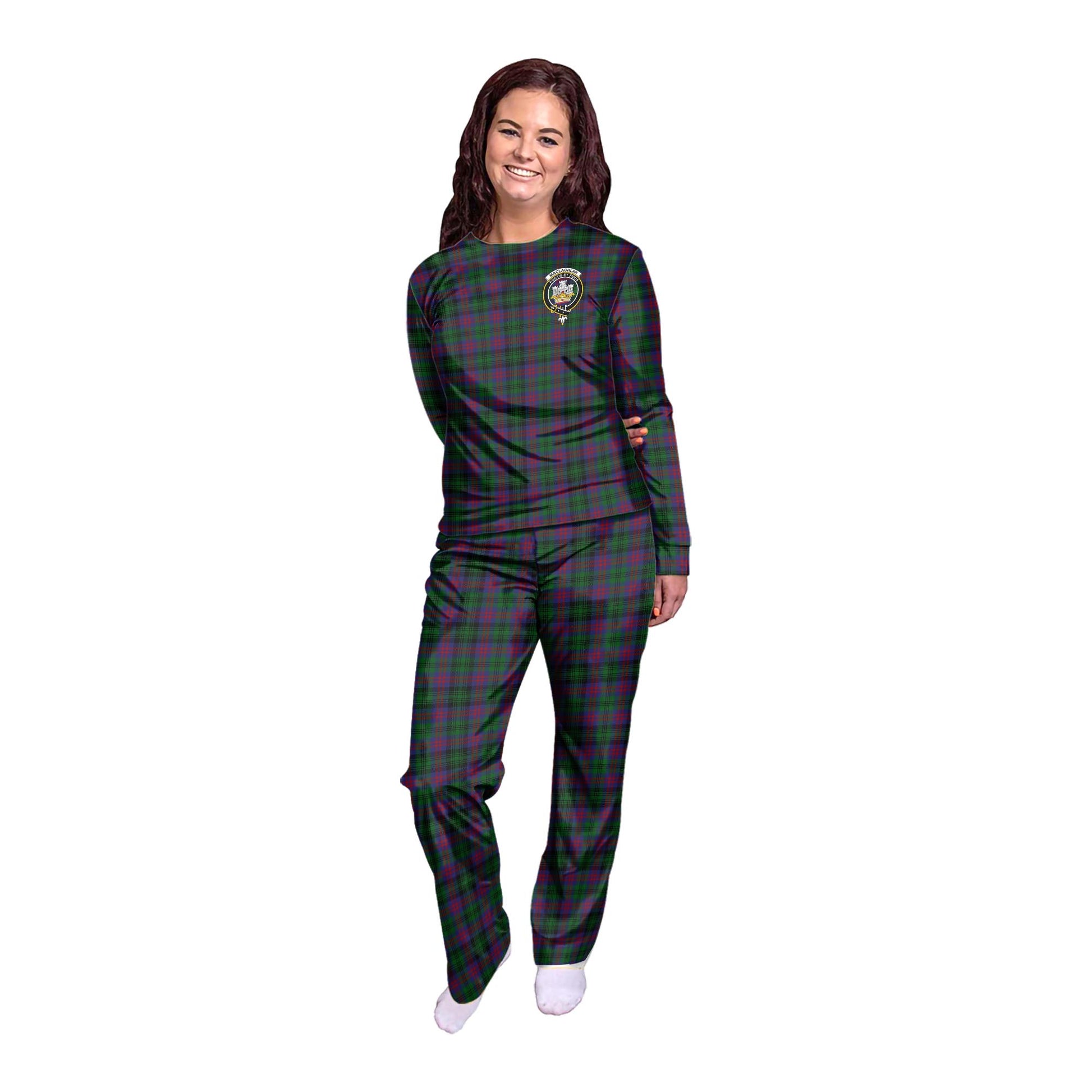 MacLachlan Hunting Tartan Pajamas Family Set with Family Crest - Tartanvibesclothing