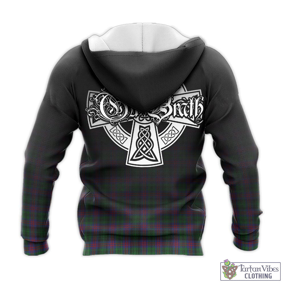 Tartan Vibes Clothing MacLachlan Hunting Tartan Knitted Hoodie Featuring Alba Gu Brath Family Crest Celtic Inspired