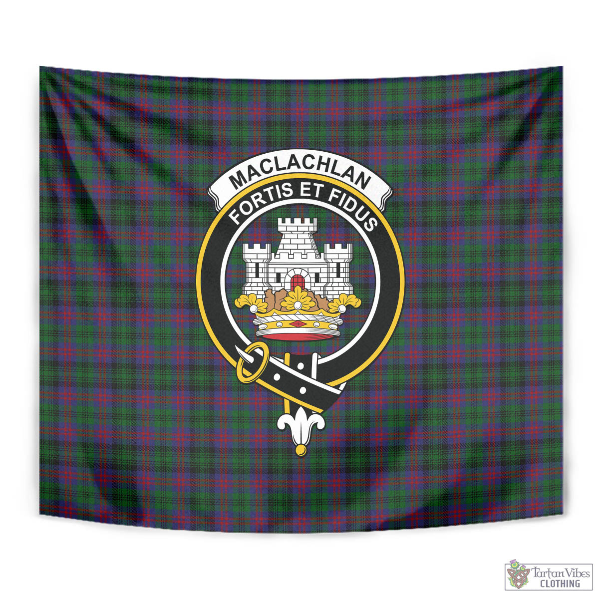 Tartan Vibes Clothing MacLachlan Hunting Tartan Tapestry Wall Hanging and Home Decor for Room with Family Crest