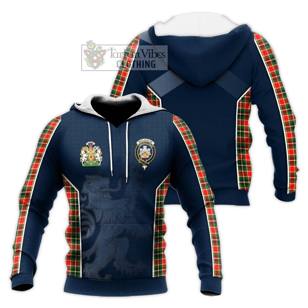 MacLachlan Hunting Modern Tartan Knitted Hoodie with Family Crest and Lion Rampant Vibes Sport Style Unisex Knitted Pullover Hoodie - Tartan Vibes Clothing