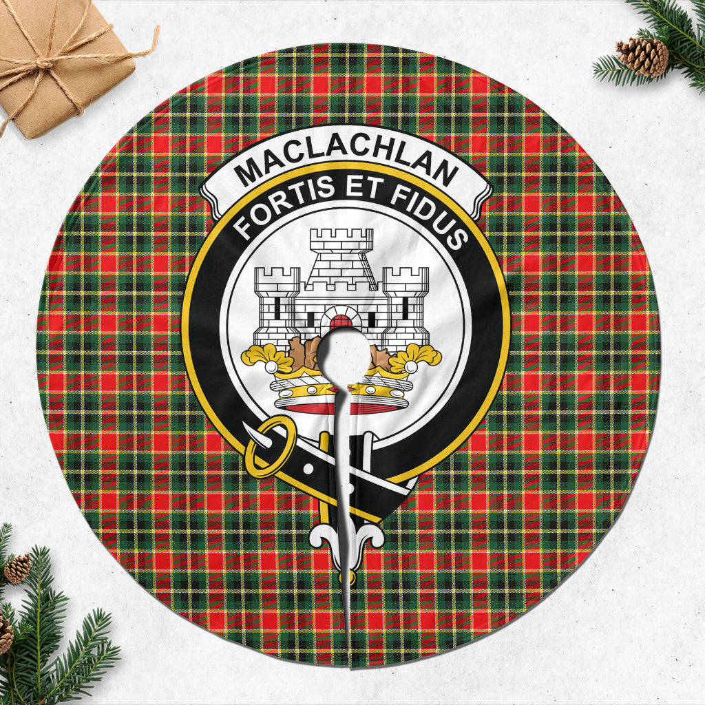 MacLachlan Hunting Modern Tartan Christmas Tree Skirt with Family Crest - Tartanvibesclothing