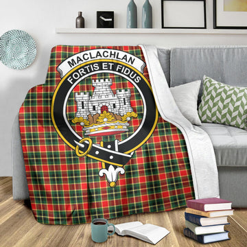 MacLachlan Hunting Modern Tartan Blanket with Family Crest