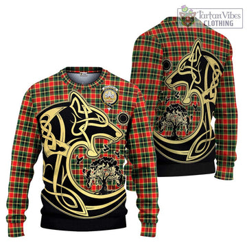 MacLachlan Hunting Modern Tartan Ugly Sweater with Family Crest Celtic Wolf Style