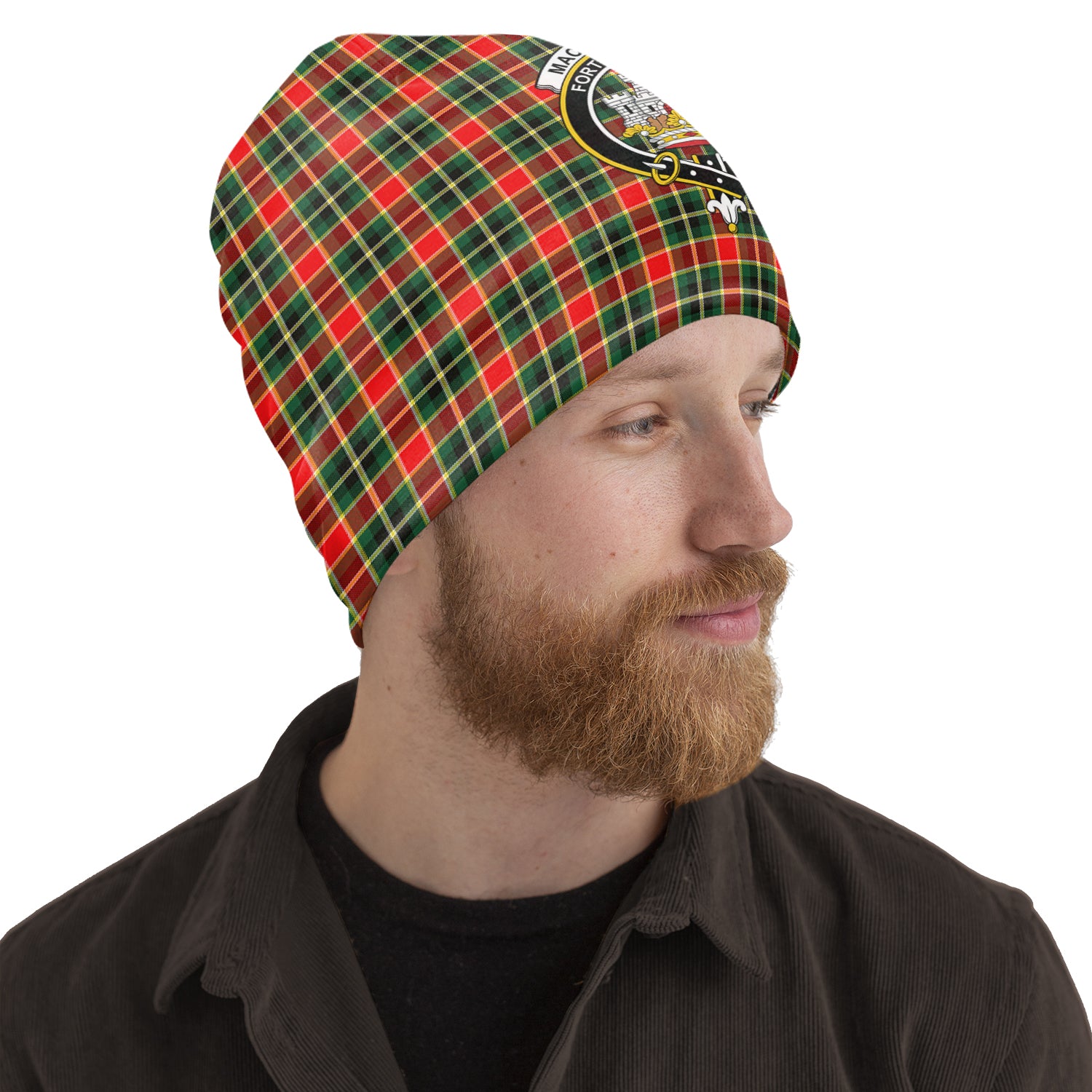 MacLachlan Hunting Modern Tartan Beanies Hat with Family Crest One Size 10.5*10.2 inches - Tartan Vibes Clothing