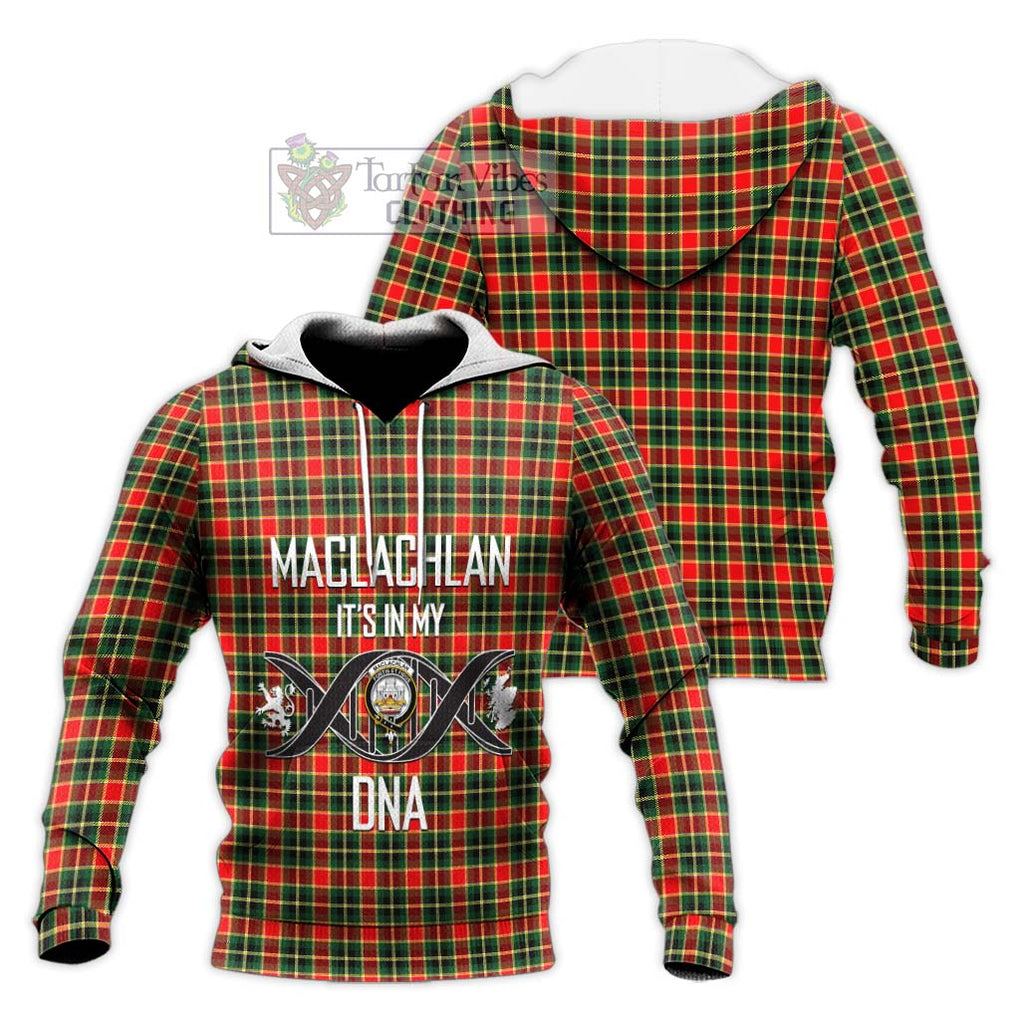 MacLachlan Hunting Modern Tartan Knitted Hoodie with Family Crest DNA In Me Style Unisex Knitted Pullover Hoodie - Tartanvibesclothing Shop