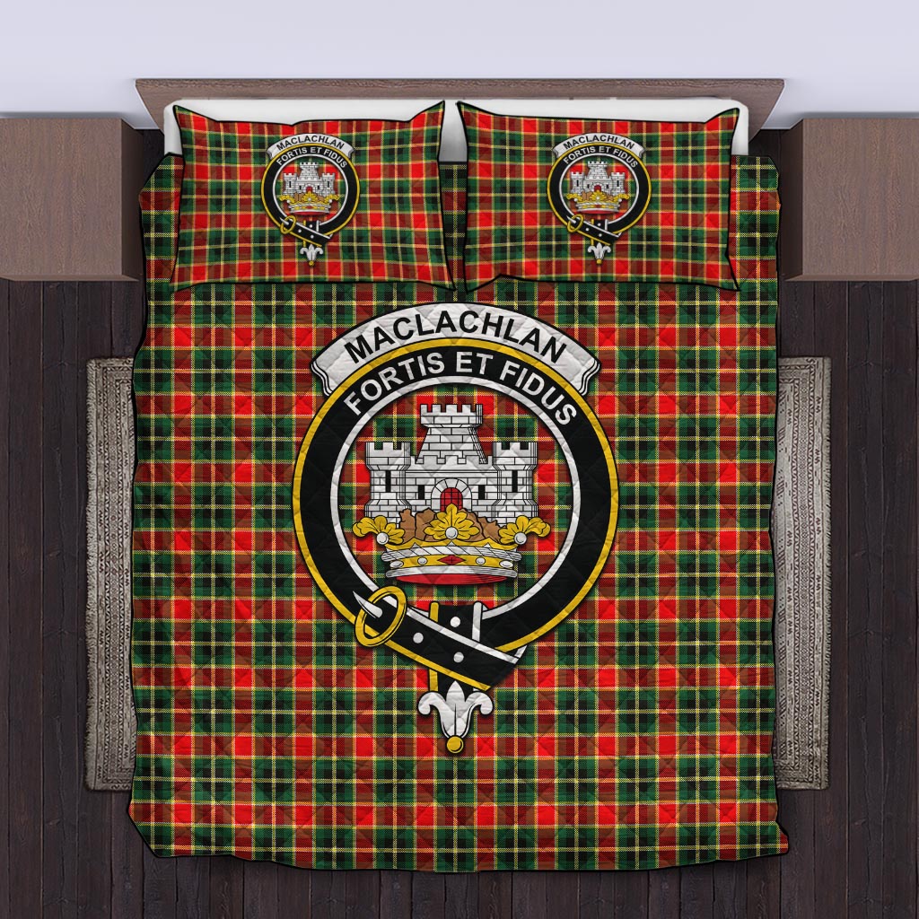 MacLachlan Hunting Modern Tartan Quilt Bed Set with Family Crest Twin - Tartan Vibes Clothing