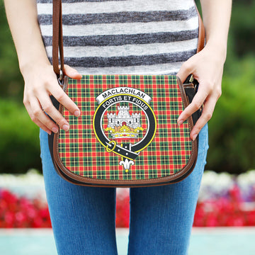 MacLachlan Hunting Modern Tartan Saddle Bag with Family Crest