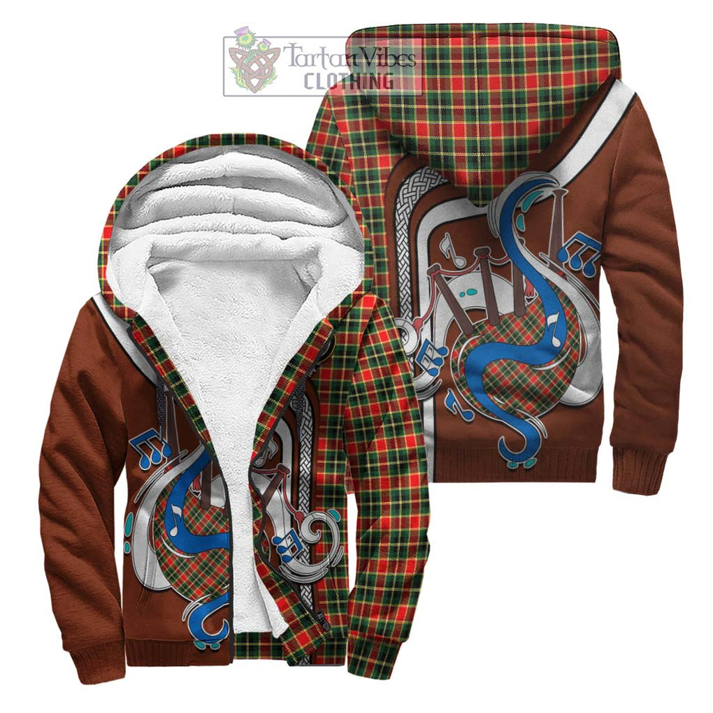 MacLachlan Hunting Modern Tartan Sherpa Hoodie with Epic Bagpipe Style Unisex S - Tartanvibesclothing Shop