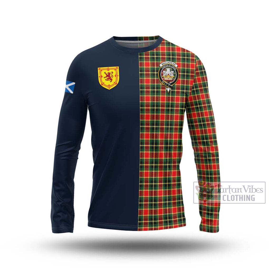 Tartan Vibes Clothing MacLachlan Hunting Modern Tartan Long Sleeve T-Shirt with Scottish Lion Royal Arm Half Style