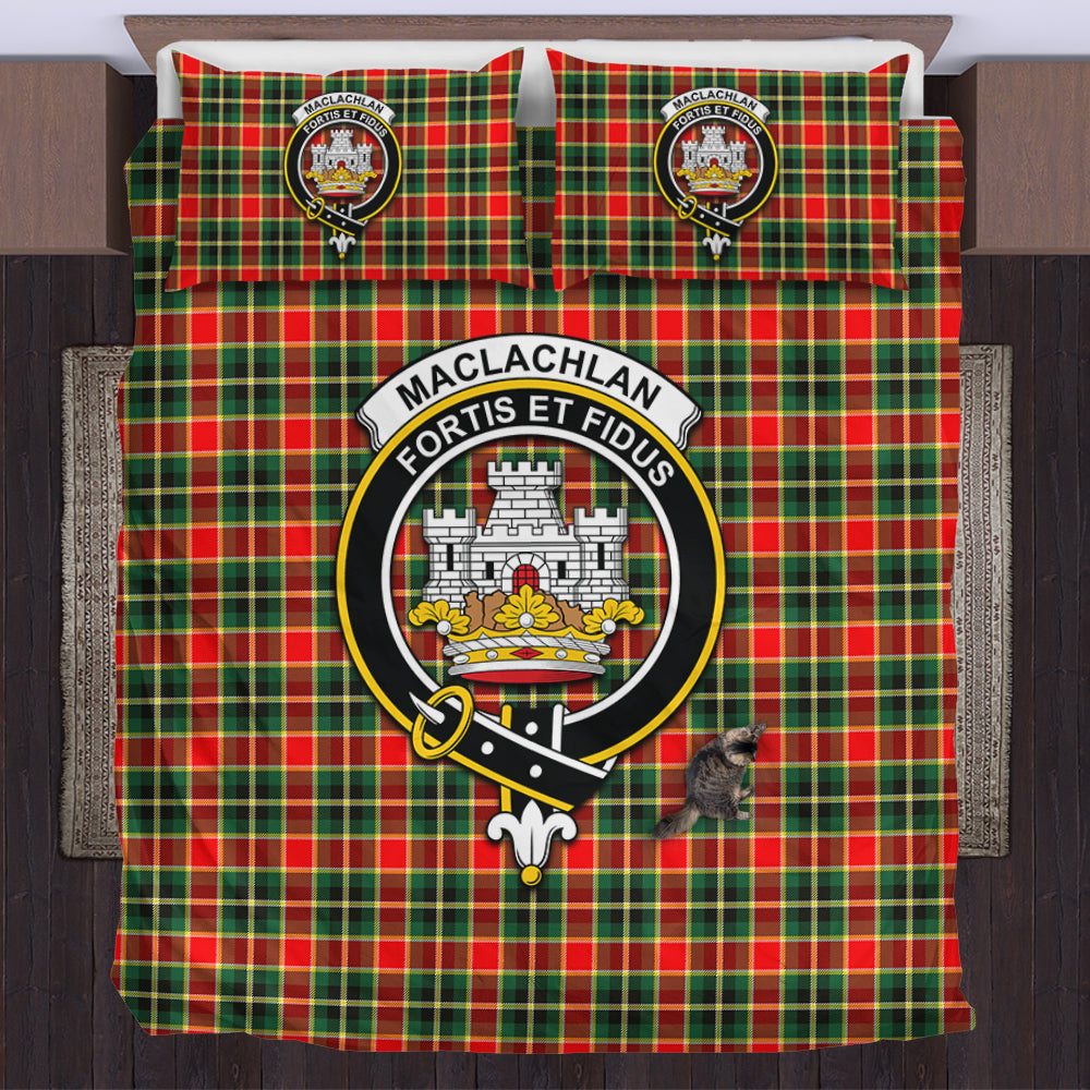 MacLachlan Hunting Modern Tartan Bedding Set with Family Crest US Bedding Set - Tartan Vibes Clothing