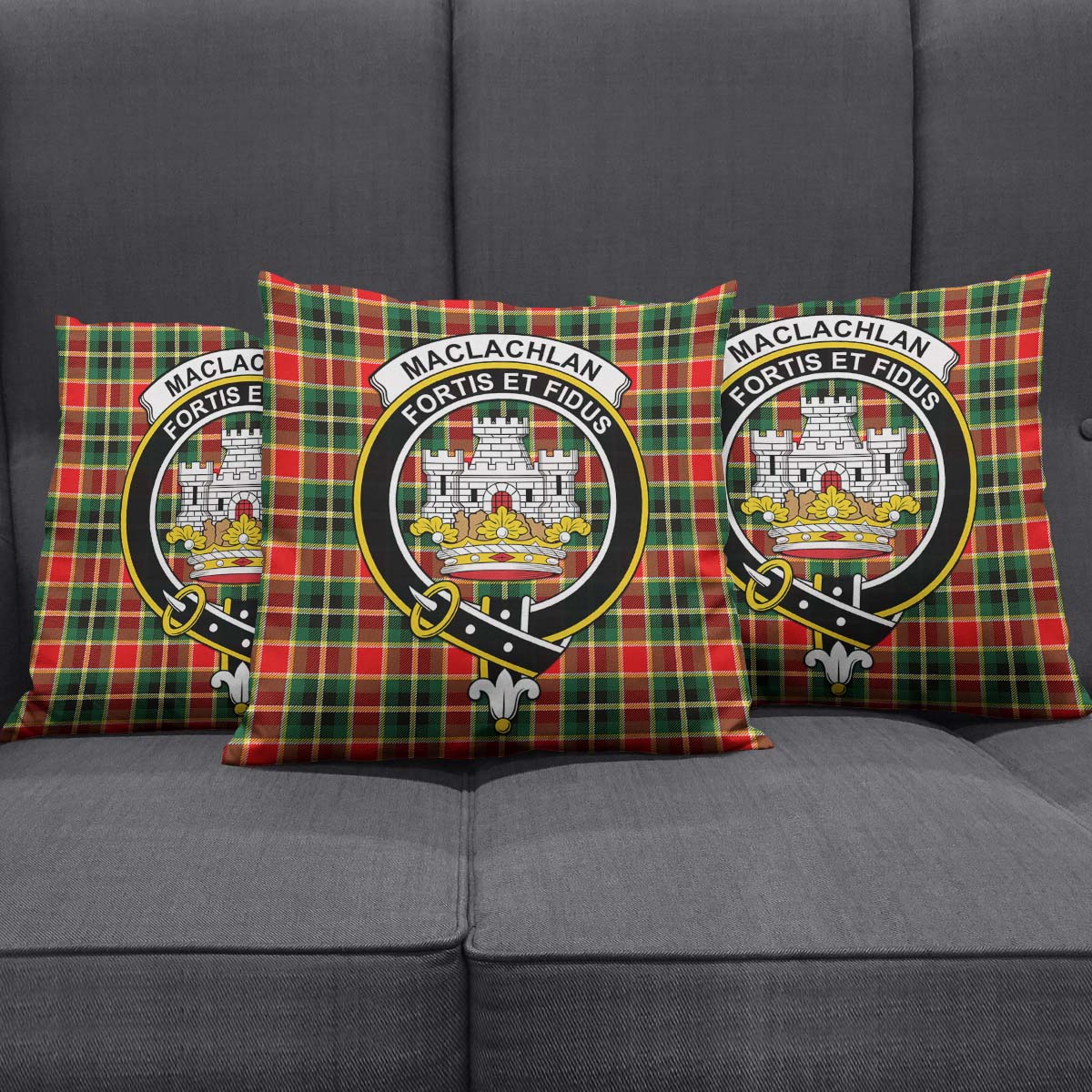 MacLachlan Hunting Modern Tartan Pillow Cover with Family Crest Square Pillow Cover - Tartanvibesclothing