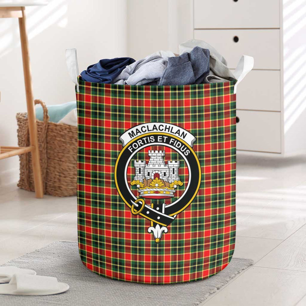 MacLachlan Hunting Modern Tartan Laundry Basket with Family Crest One Size - Tartanvibesclothing Shop