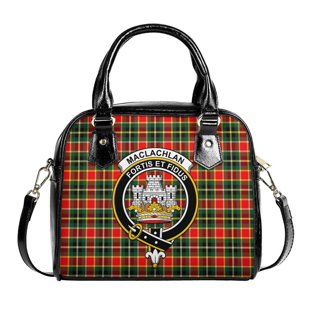 MacLachlan Hunting Modern Tartan Shoulder Handbags with Family Crest One Size 6*25*22 cm - Tartanvibesclothing