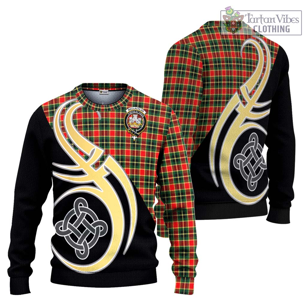 MacLachlan Hunting Modern Tartan Knitted Sweater with Family Crest and Celtic Symbol Style Unisex - Tartan Vibes Clothing