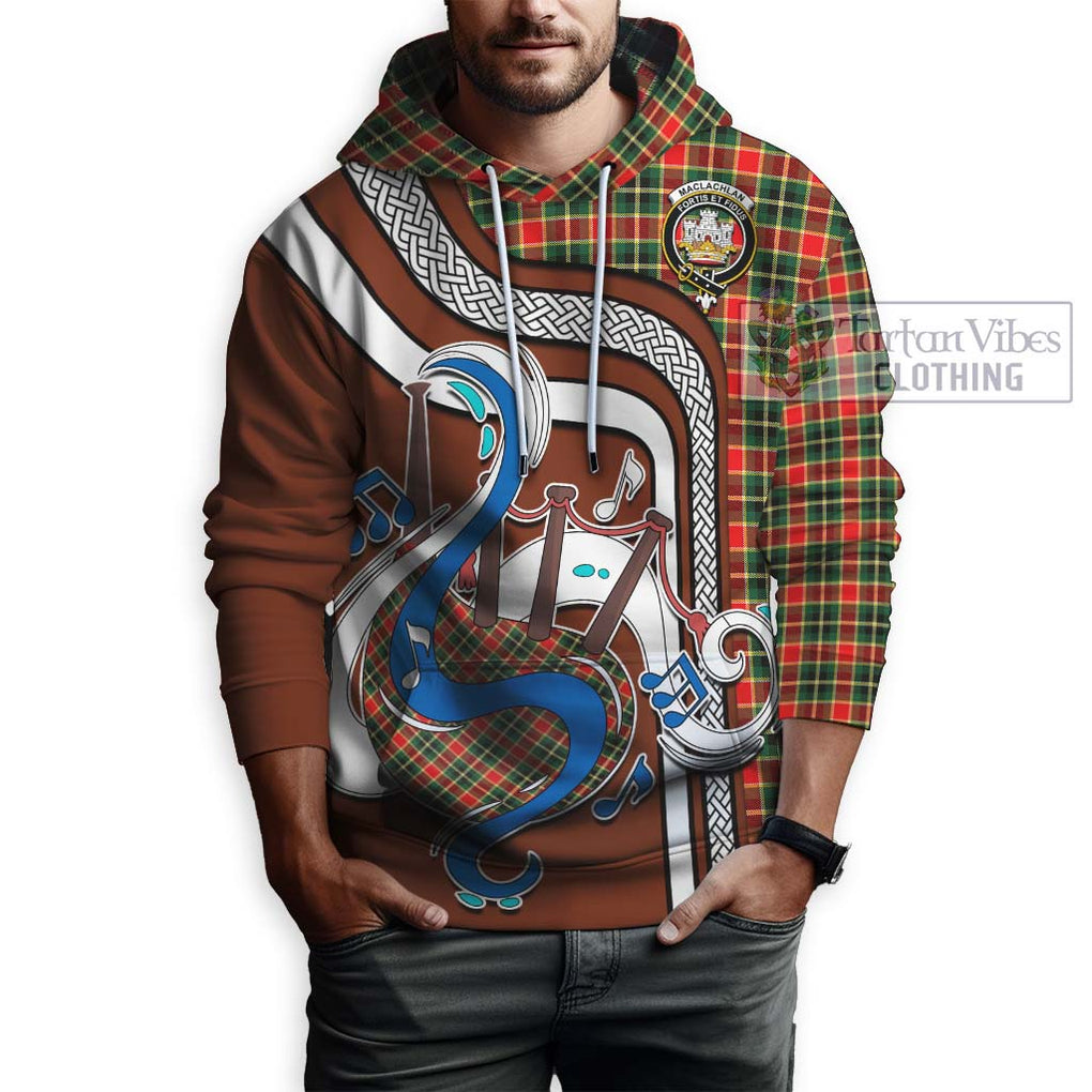 MacLachlan Hunting Modern Tartan Hoodie with Epic Bagpipe Style Zip Hoodie - Tartanvibesclothing Shop