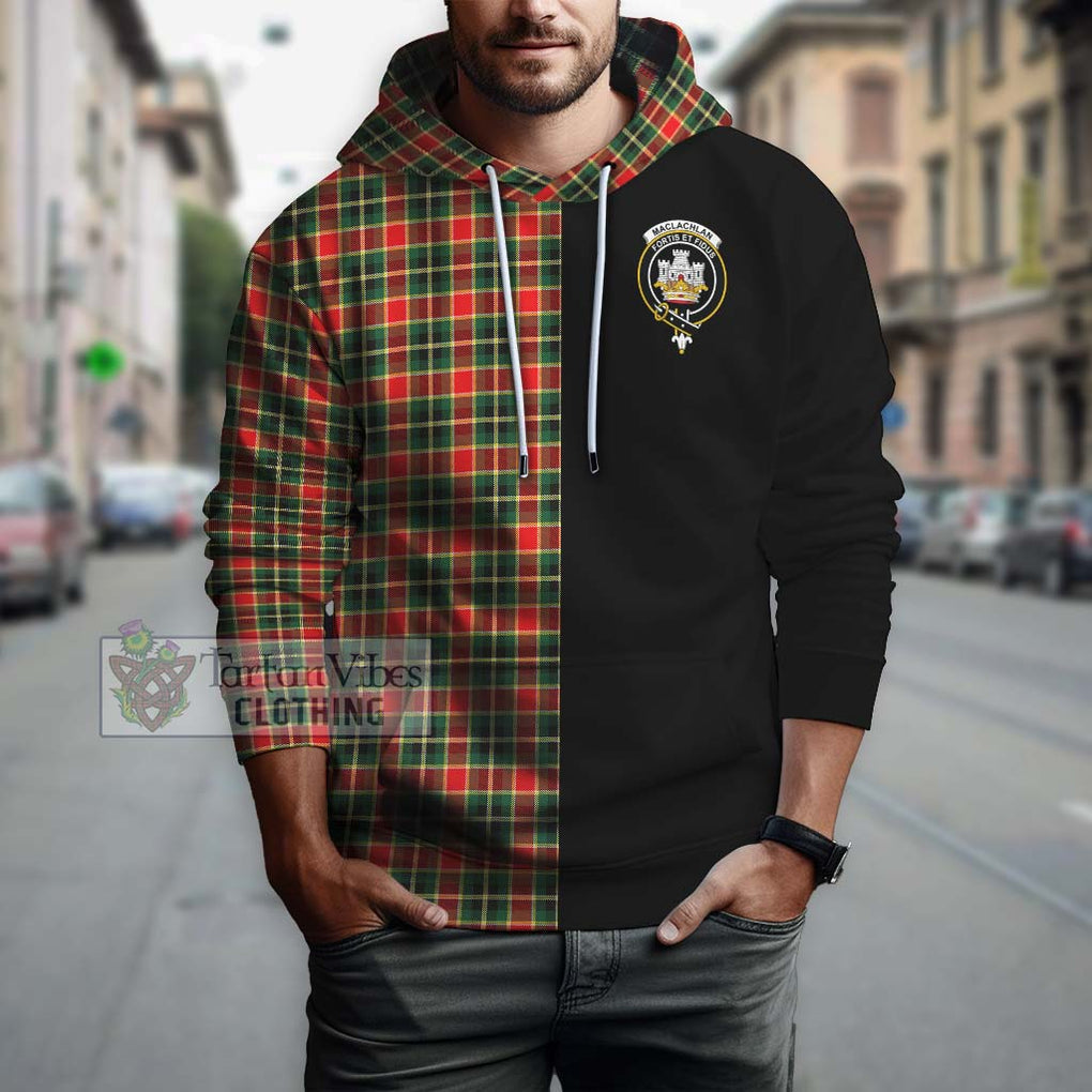 MacLachlan Hunting Modern Tartan Hoodie with Family Crest and Half Of Me Style Zip Hoodie - Tartanvibesclothing Shop