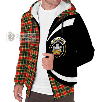 MacLachlan Hunting Modern Tartan Sherpa Hoodie with Family Crest Circle Style