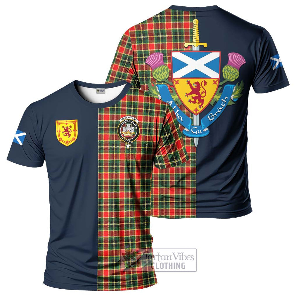 Tartan Vibes Clothing MacLachlan Hunting Modern Tartan T-Shirt Alba with Scottish Lion Royal Arm Half Style