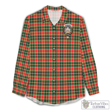 MacLachlan Hunting Modern Tartan Women's Casual Shirt with Family Crest