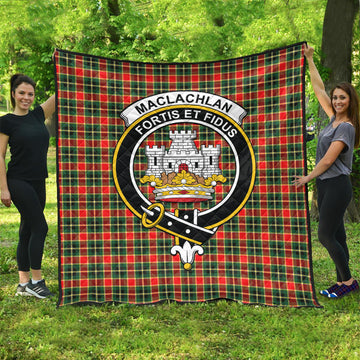 MacLachlan Hunting Modern Tartan Quilt with Family Crest