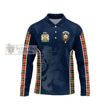 MacLachlan Hunting Modern Tartan Long Sleeve Polo Shirt with Family Crest and Lion Rampant Vibes Sport Style