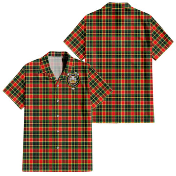 MacLachlan Hunting Modern Tartan Short Sleeve Button Down Shirt with Family Crest