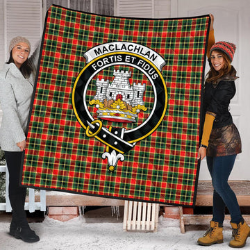 MacLachlan Hunting Modern Tartan Quilt with Family Crest