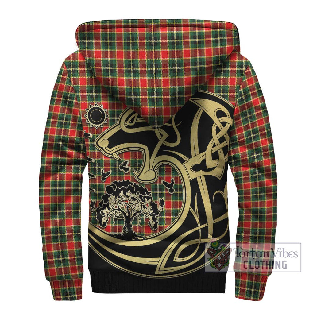 MacLachlan Hunting Modern Tartan Sherpa Hoodie with Family Crest Celtic Wolf Style - Tartan Vibes Clothing