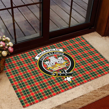 MacLachlan Hunting Modern Tartan Door Mat with Family Crest