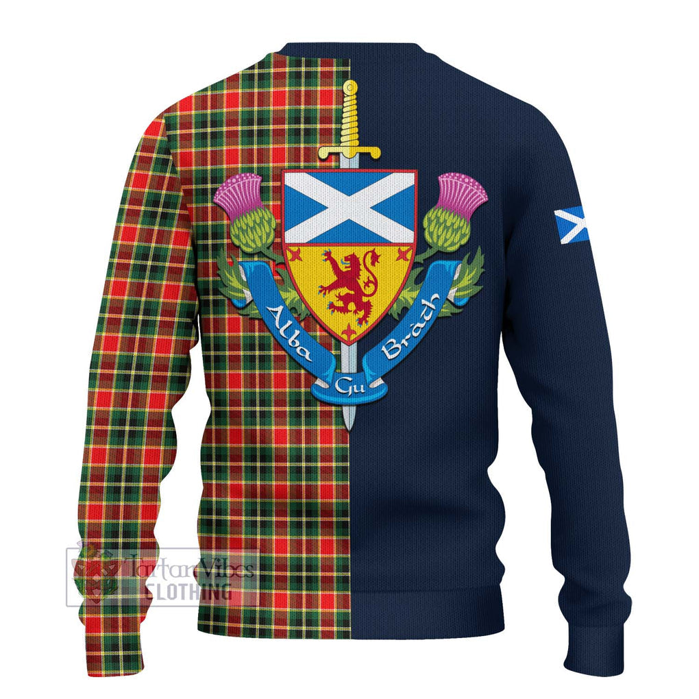 Tartan Vibes Clothing MacLachlan Hunting Modern Tartan Knitted Sweater with Scottish Lion Royal Arm Half Style