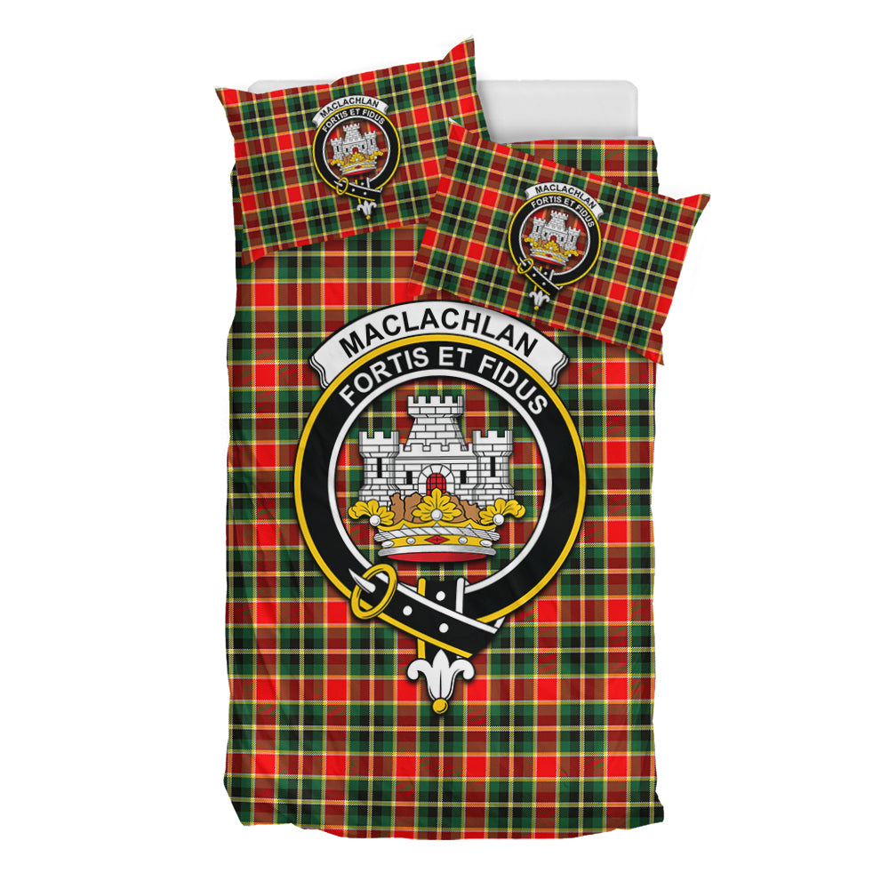 MacLachlan Hunting Modern Tartan Bedding Set with Family Crest - Tartan Vibes Clothing