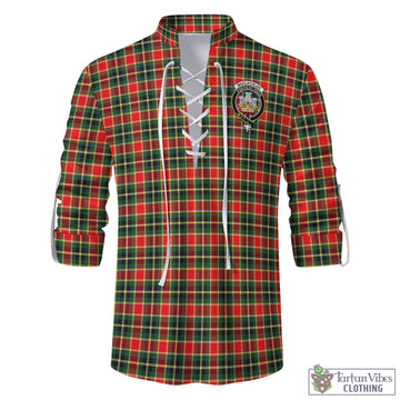 MacLachlan Hunting Modern Tartan Men's Scottish Traditional Jacobite Ghillie Kilt Shirt with Family Crest