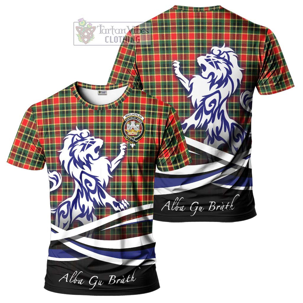 Tartan Vibes Clothing MacLachlan Hunting Modern Tartan Cotton T-shirt with Alba Gu Brath Regal Lion Emblem