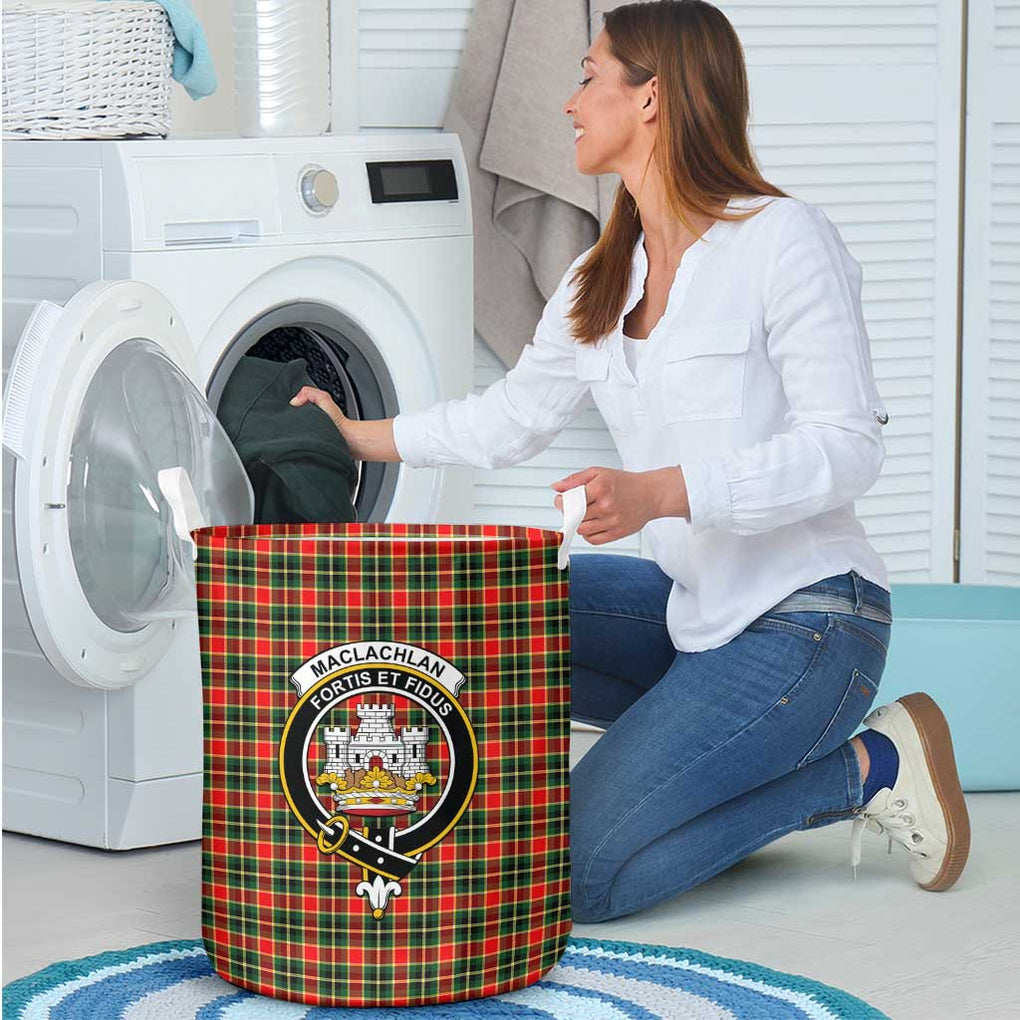 MacLachlan Hunting Modern Tartan Laundry Basket with Family Crest - Tartanvibesclothing Shop