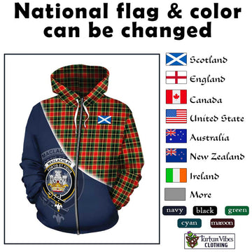 MacLachlan Hunting Modern Tartan Hoodie with Personalised National Flag and Family Crest Half Style