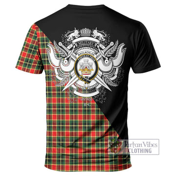 MacLachlan Hunting Modern Tartan T-Shirt with Family Crest and Military Logo Style