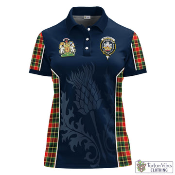 MacLachlan Hunting Modern Tartan Women's Polo Shirt with Family Crest and Scottish Thistle Vibes Sport Style