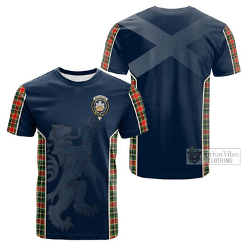 MacLachlan Hunting Modern Tartan Cotton T-shirt with Family Crest and Lion Rampant Vibes Sport Style