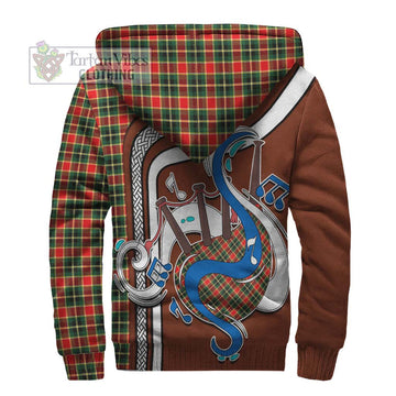 MacLachlan Hunting Modern Tartan Sherpa Hoodie with Epic Bagpipe Style