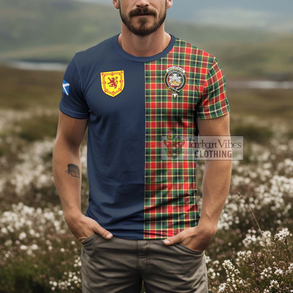 Tartan Vibes Clothing MacLachlan Hunting Modern Tartan T-Shirt Alba with Scottish Lion Royal Arm Half Style