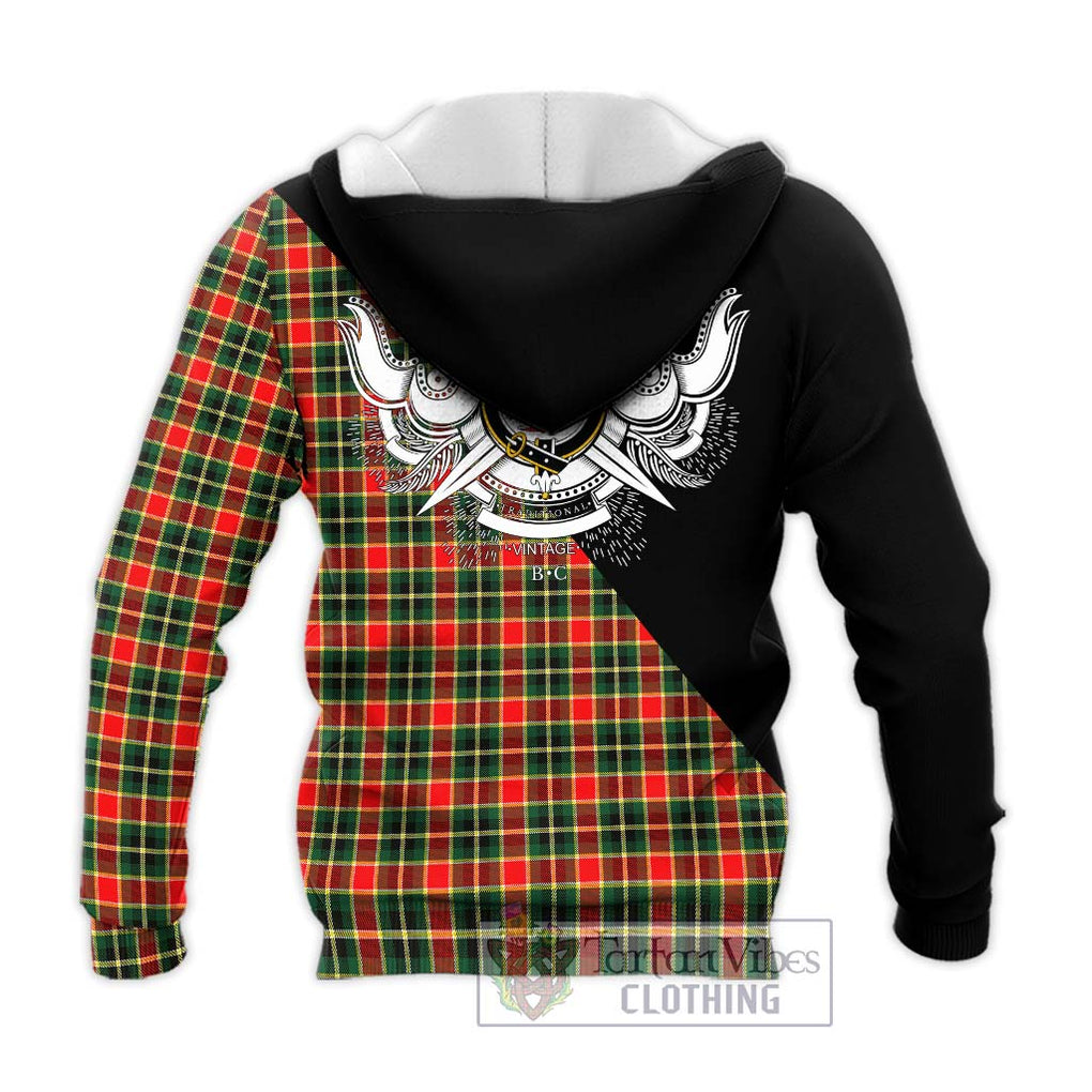 MacLachlan Hunting Modern Tartan Knitted Hoodie with Family Crest and Military Logo Style - Tartanvibesclothing Shop