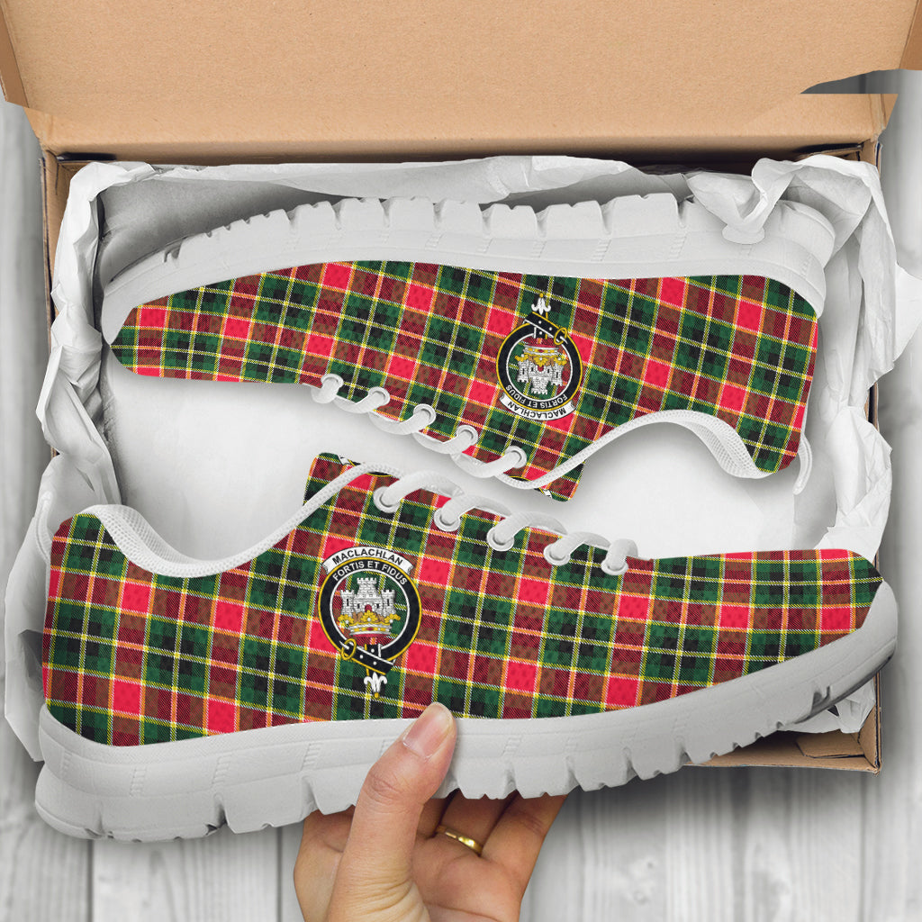 MacLachlan Hunting Modern Tartan Sneakers with Family Crest - Tartan Vibes Clothing