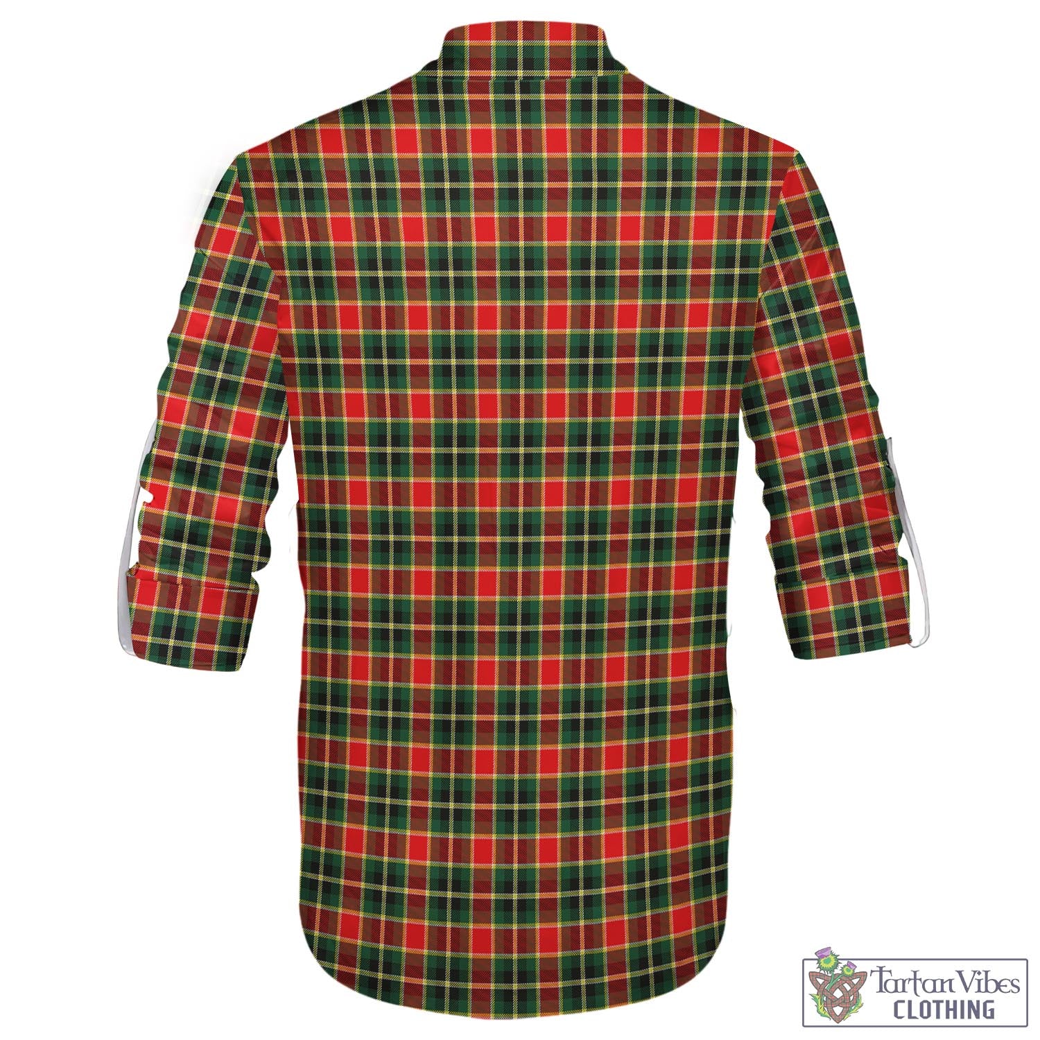 Tartan Vibes Clothing MacLachlan Hunting Modern Tartan Men's Scottish Traditional Jacobite Ghillie Kilt Shirt with Family Crest