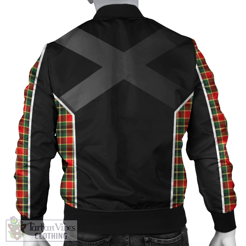 Tartan Vibes Clothing MacLachlan Hunting Modern Tartan Bomber Jacket with Family Crest and Scottish Thistle Vibes Sport Style