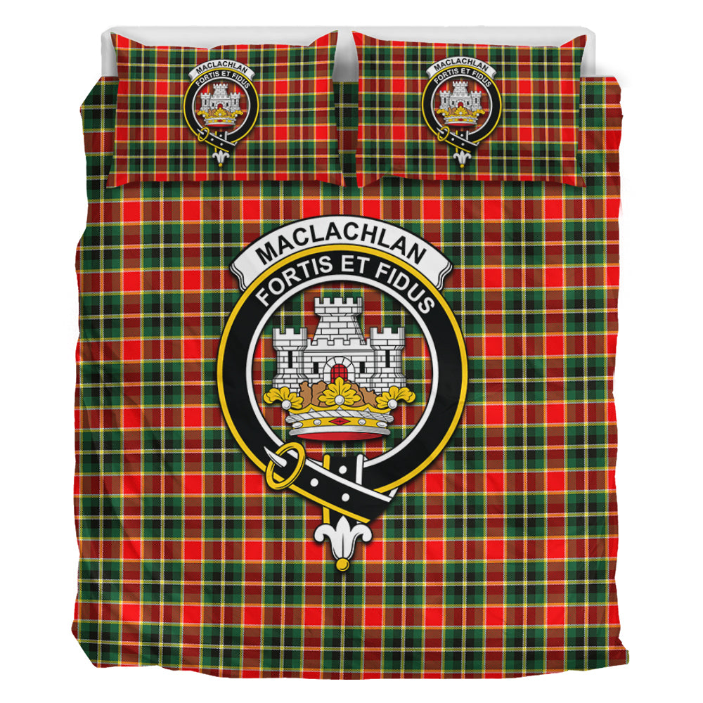 MacLachlan Hunting Modern Tartan Bedding Set with Family Crest - Tartan Vibes Clothing