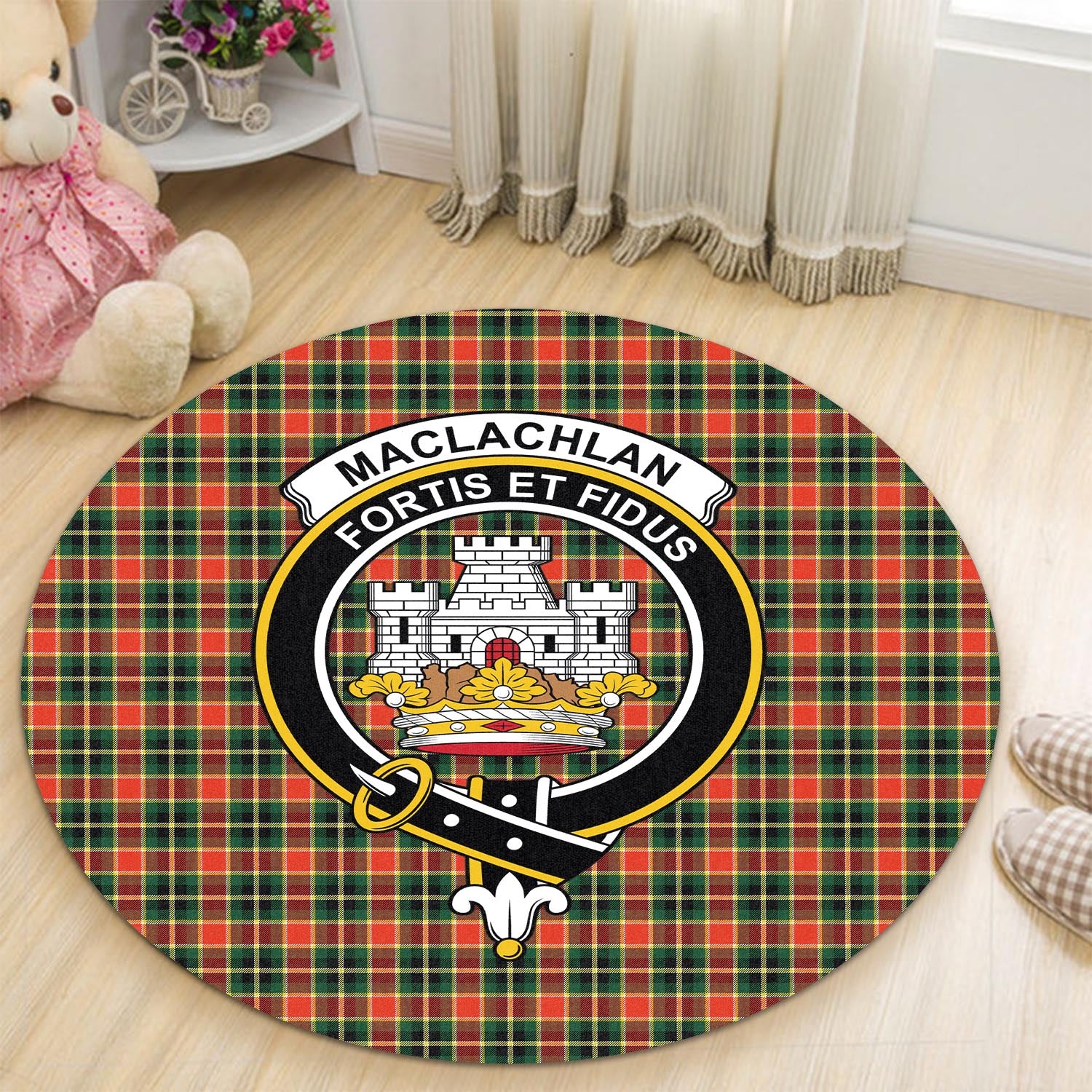 maclachlan-hunting-modern-tartan-round-rug-with-family-crest