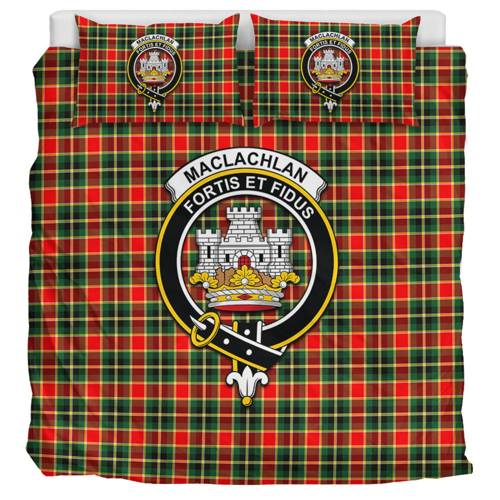 MacLachlan Hunting Modern Tartan Bedding Set with Family Crest UK Bedding Set UK Super King 104*94 inch - Tartan Vibes Clothing